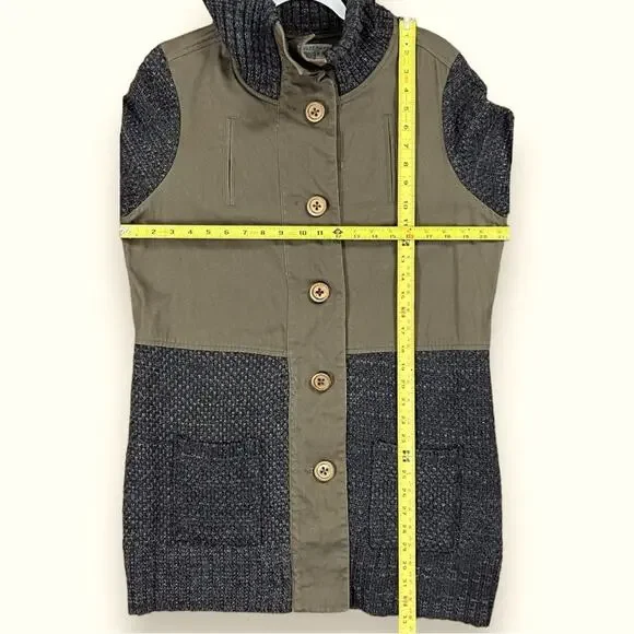 Ruff Hewn Grey Multi-Fabric, Woven Canvas/Sweater Jacket, Brown/Gray, Size L - Picture 7 of 7